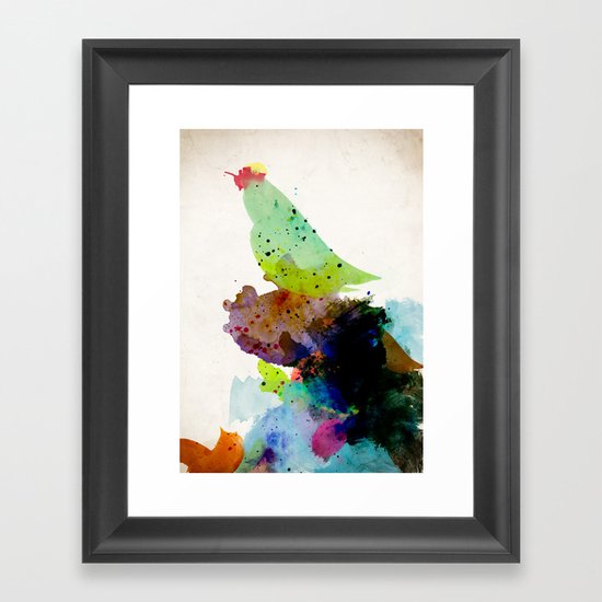 Bird standing on a tree Framed Art Print