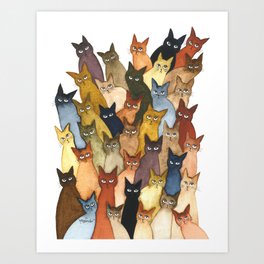Many Whimsical Cats Art Print