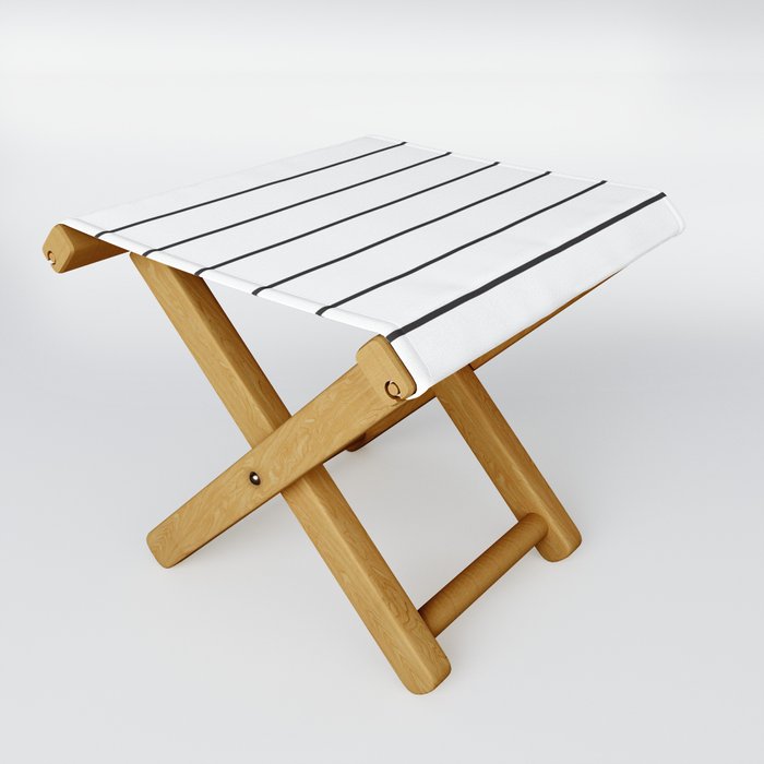 Simple Stripe | Black on White Folding Stool