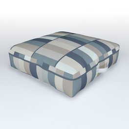Long Blocks Geometric Pattern in Neutral Blue Grey Tones  Outdoor Floor Cushion