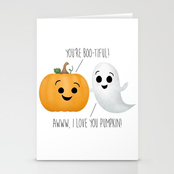 Boo-tiful Couple | Pumpkin & Ghost Stationery Cards