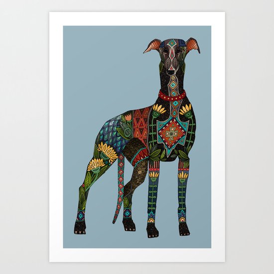 greyhound azure blue Art Print