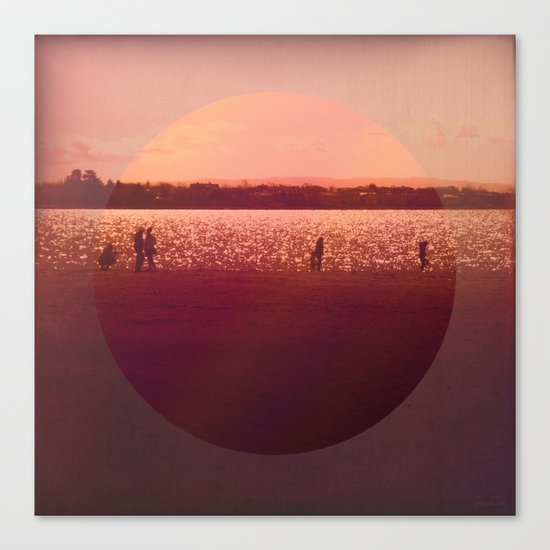 Vintage Coral Sunset, Winter Beach Canvas Print