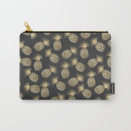 Modern chalk black elegant faux gold pineapple pattern Carry-All Pouch
