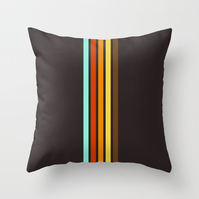 Five Colorful Retro Stripes 19 Throw Pillow