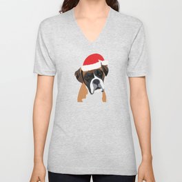 Christmas Boxer Dog V Neck T Shirt
