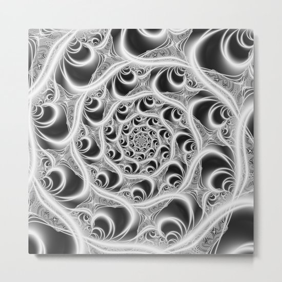 Fractal Web White on Black Metal Print