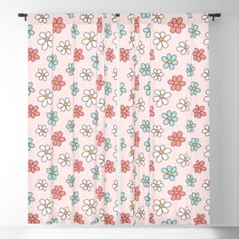 Happy Daisy Pattern, Cute and Fun Smiling Colorful Daisies Blackout Curtain