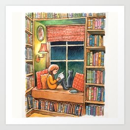 Reading to the  Sound of the Rain Art Print