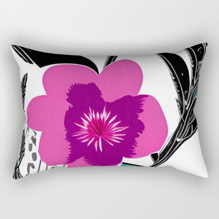 Artsy Botanical II - maroon turquoise black art and home accessories Rectangular Pillow