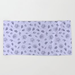 Lavender Vintage Floral Pattern Beach Towel
