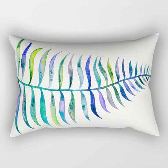 Indigo Palm Leaf Rectangular Pillow