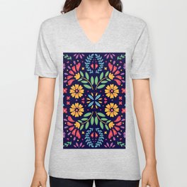 Mexican Flowers V Neck T Shirt
