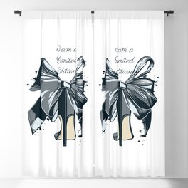 Fashion illustration with high heel shoe and bow. I am limited edition Blackout Curtain