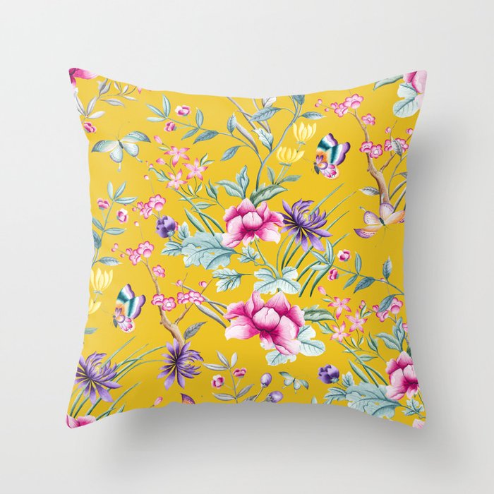 Yellow Chinoiserie Asian Fl Print Throw Pillow By Forestandsky Yellow Chinoiserie Asian Fl Print Throw Pillow By Forestandsky Society6
