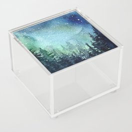 Galaxy Watercolor Aurora Borealis Painting Acrylic Box