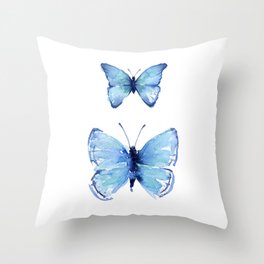 Two Blue Butterflies Watercolor Throw Pillow