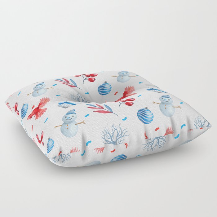 Snowman And Red Cardinal Holidays Collection Floor Pillow