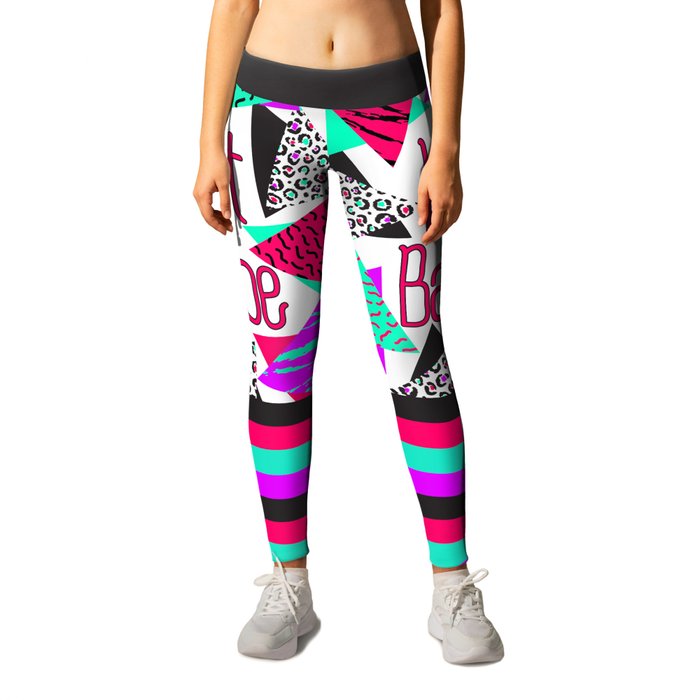 Hot Babe Neon 90's Style Geometric Triangles Leggings by