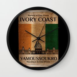 make a journey to Ivory Coast Wall Clock | Graphicdesign, Retro, Nation, Journey, Landmark, Ivorycoast, Flag, Africa, African, Tourism 
