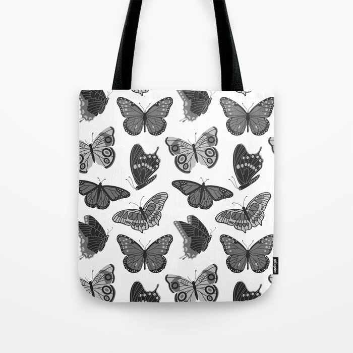 Texas Butterflies – Black and White Pattern Tote Bag