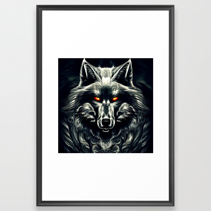 Black Shadow Wolf Fenrir Framed Art Print