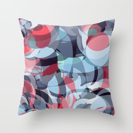 circle fractures blue red Throw Pillow