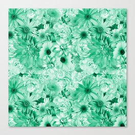 viridian green floral bouquet aesthetic cluster Canvas Print
