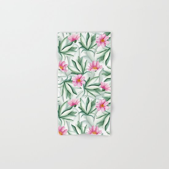 Tropical leaves and flowers Hand & Bath Towel