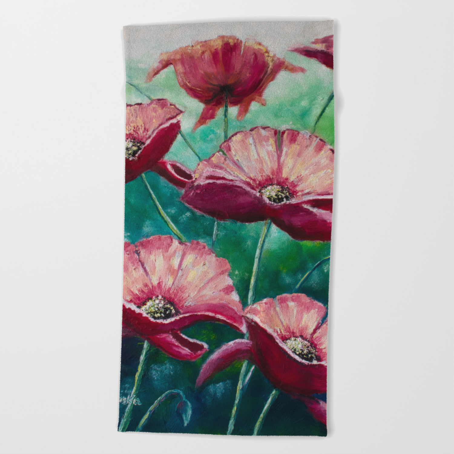 Opium Poppies Oil Painting Beach Towel By Monikawyszynska Society6