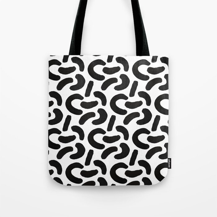Black and white abstract brush stroke. Hand painted modern pattern Tote ...