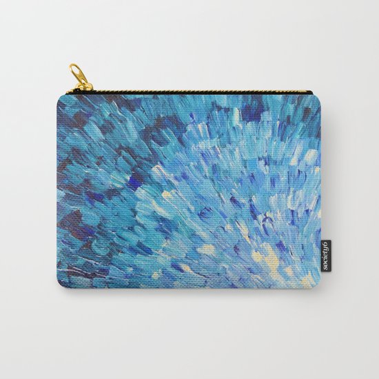 SEA SCALES IN INDIGO - Stunning Ocean Waves Mermaid Fish Navy Royal Blue Marine Abstract Painting Carry-All Pouch