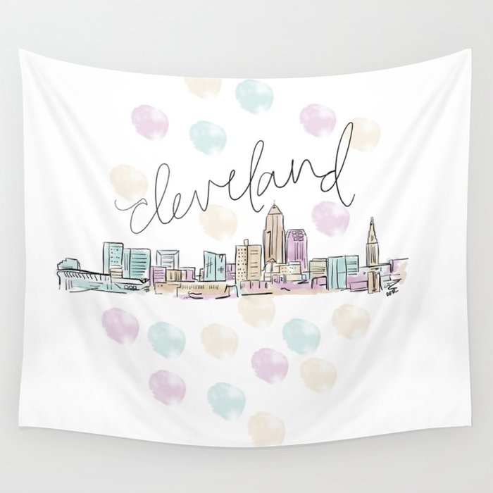 Cleveland Skyline RER Wall Tapestry