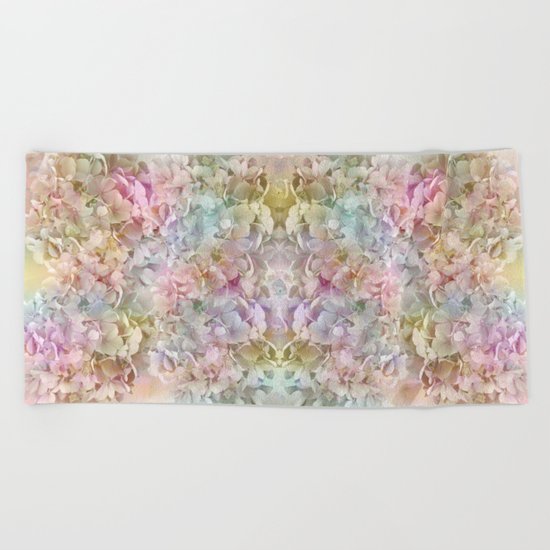 Pastel Hydrangeas Beach Towel