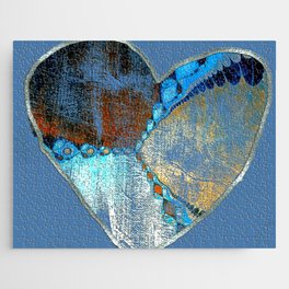 Blue Southwestern Grungy Heart art and decor Jigsaw Puzzle