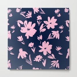Blue and Pink Florals Metal Print