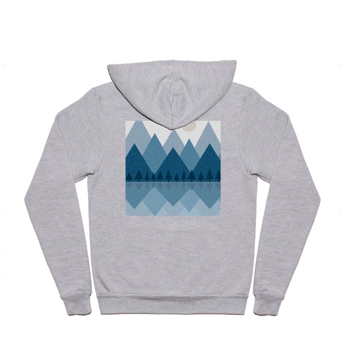 Calming Abstract Geometric Mountains Blue Hoody