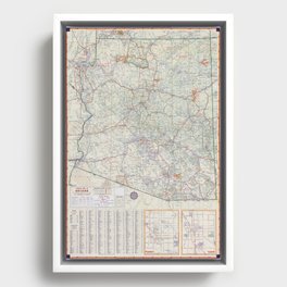 1950 arizona flat road map Framed Canvas