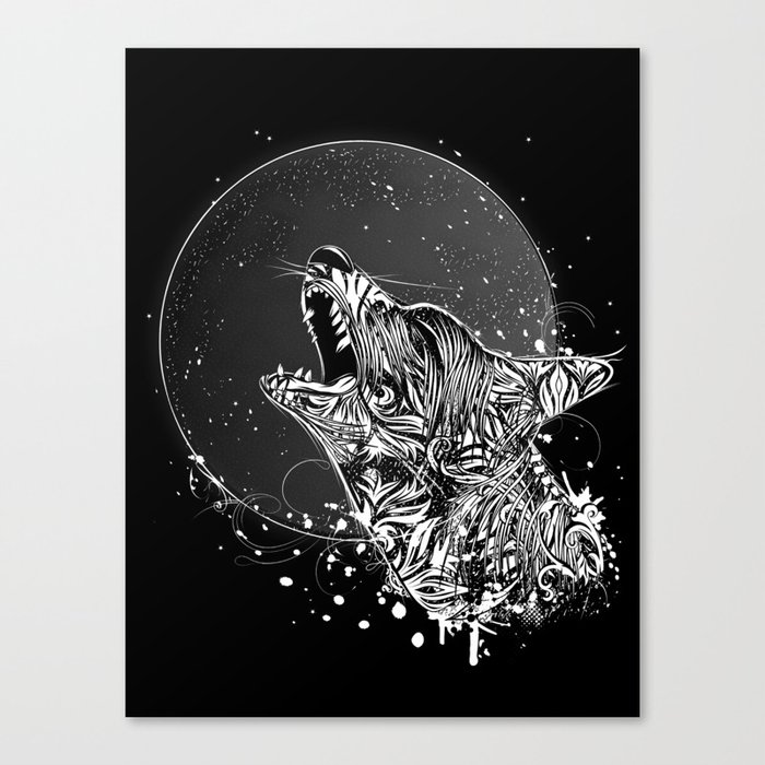 Wolf Howling at the Moon Canvas Print by namosh | Society6