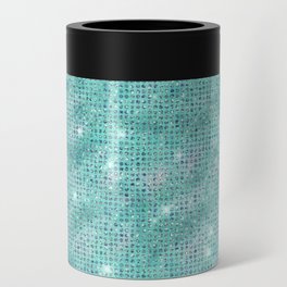 Teal Diamond Studded Glam Pattern Can Cooler