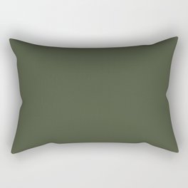 Dark Rifle Green Gray - Grey Solid Color Popular Hues Patternless Shades of Gray Hex #444c38 Rectangular Pillow