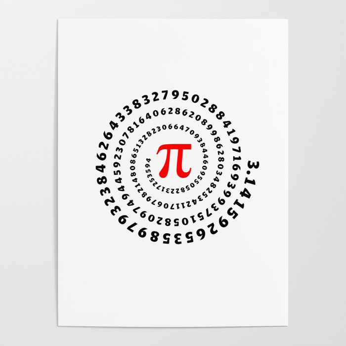 Pi, π, spiral science mathematics math irrational number Poster