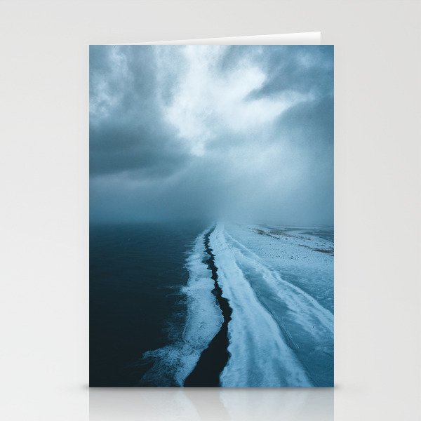 Moody Black Sand Beach in Iceland - Landscape Photography Stationery Cards