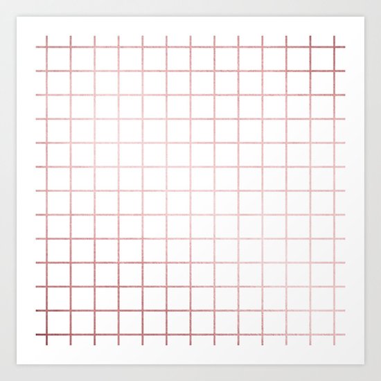 Simply Grid in Rose Gold Sunset Art Print
