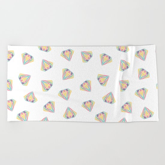 Colorful Diamonds Pattern - gemstones pattern Beach Towel