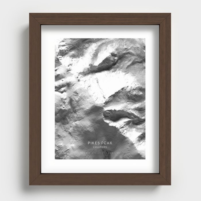 Pikes Peak 3D Map Recessed Framed Print