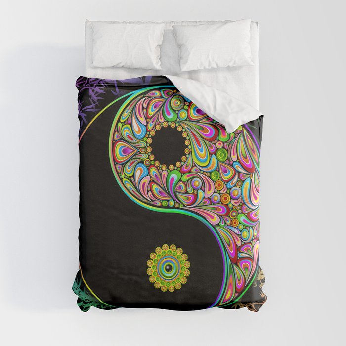 Yin Yang Bamboo Psychedelic Duvet Cover