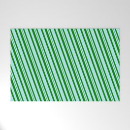 [ Thumbnail: Turquoise and Green Colored Stripes Pattern Welcome Mat ]