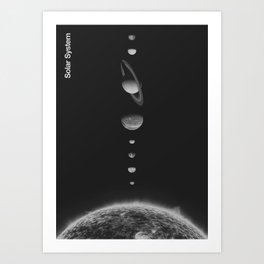 Solar System with Sun - Minimal Art Print