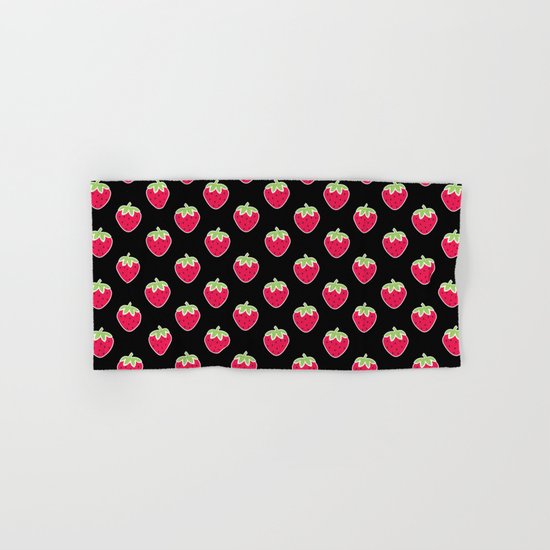 Strawberry Delight Black Hand & Bath Towel